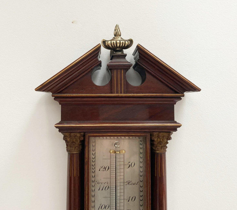 Large Early Victorian Wall Thermometer in Architectural Mahogany Case - Jason Clarke Antiques