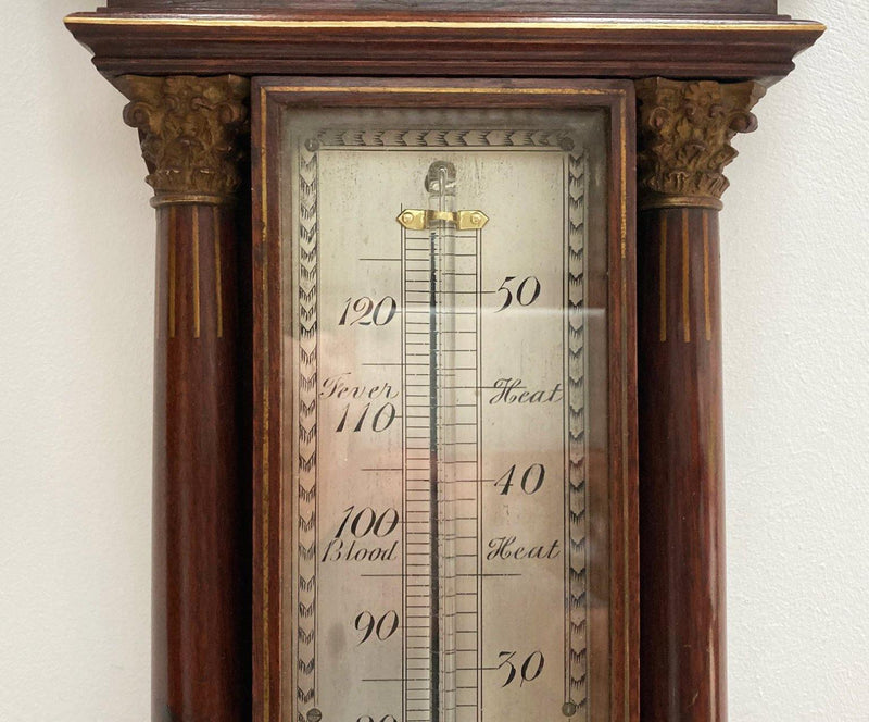 Large Early Victorian Wall Thermometer in Architectural Mahogany Case - Jason Clarke Antiques