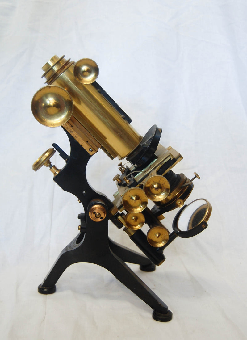 Edwardian Cased Royal Model Microscope by W Watson & Sons, High Holborn, London.