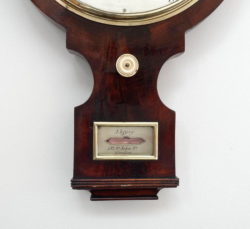 William IV Flame Mahogany Wheel Barometer by James Jeffery London - Jason Clarke Antiques