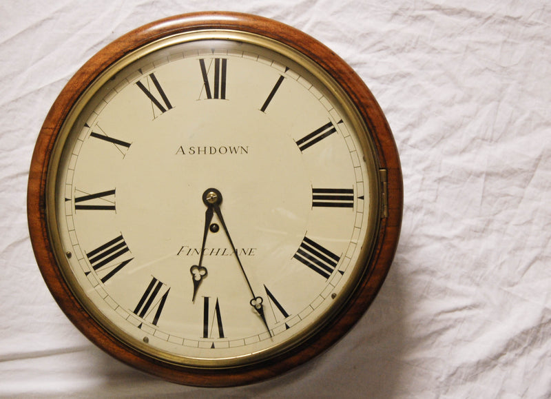 Early Victorian Mahogany Convex Glass Fusee Dial Clock with Eight Day Movement